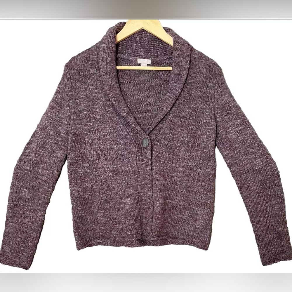J. Jill XS Purple Wool Alpaca Shawl Cardigan Sweater